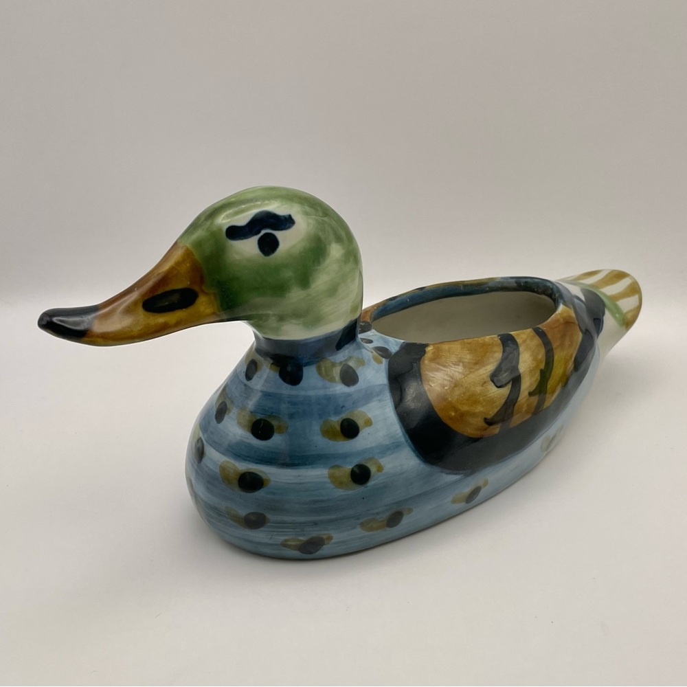 Vintage, MCM, M.A. HADLEY (Mary Alice), Stoneware DUCK PLANTER Pottery, 10.5”